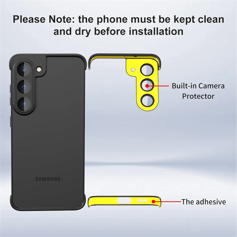 Frameless Silicone Bumper Shockproof Phone Case with Built-in Camera Lens Protector