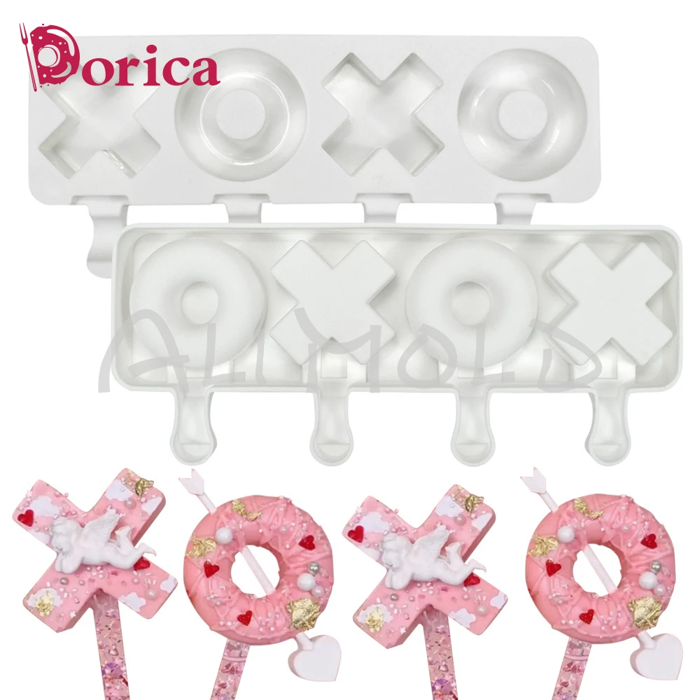 

4 Cavities Romantic Valentine's Day Series Silicone Ice Cream Mold Handmade Eco-Friendly Popsicle Mold Kitchen Accessories