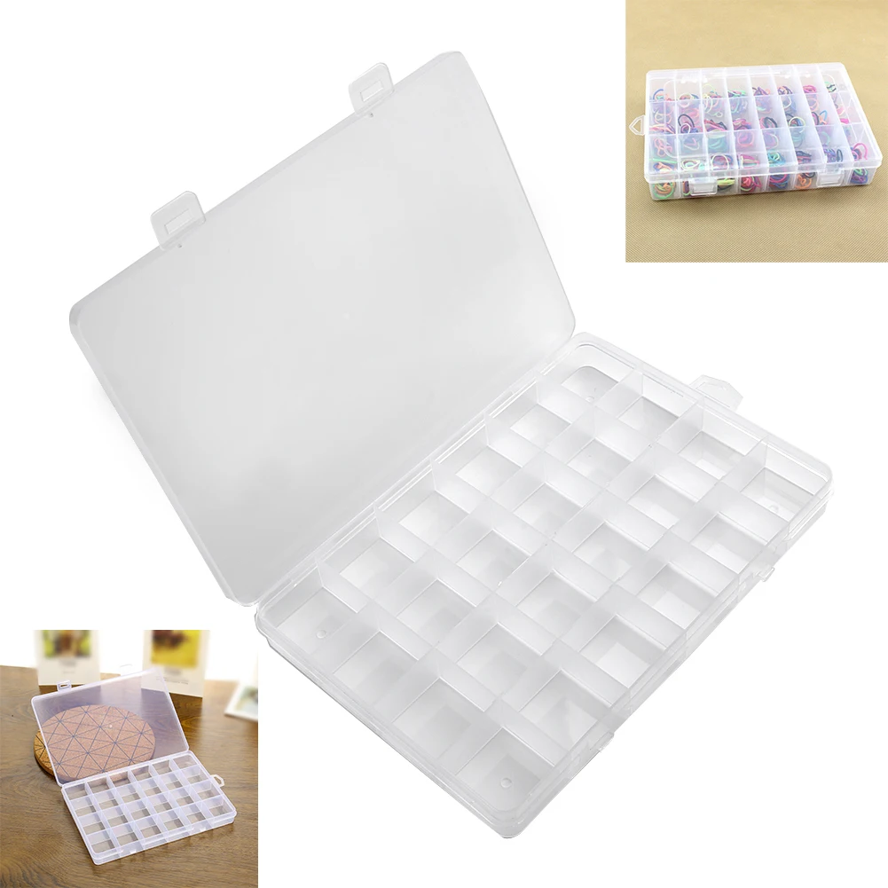 

Transparent 10/15/24 Grid Storage Box Organizer For Rings/beads/pills/fishing Gear/cosmetics/jewelry Household Storage Box