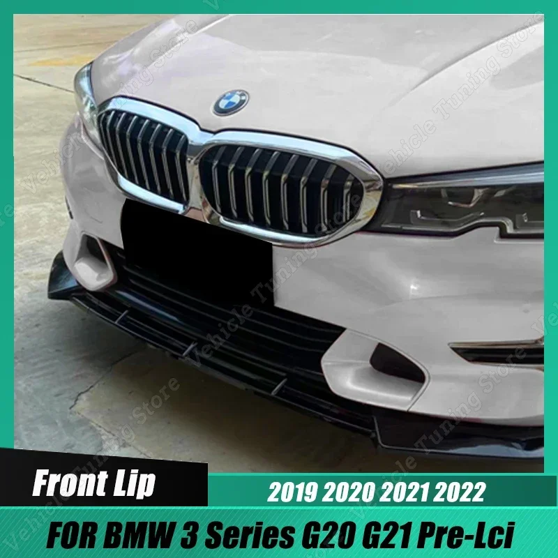 

For BMW 3 Series G20 G21 Pre-Lci 2019-2022 Front Bumper Splitter Lip Spoiler Diffuser Body Kit Tuning Gloss Black Accessories