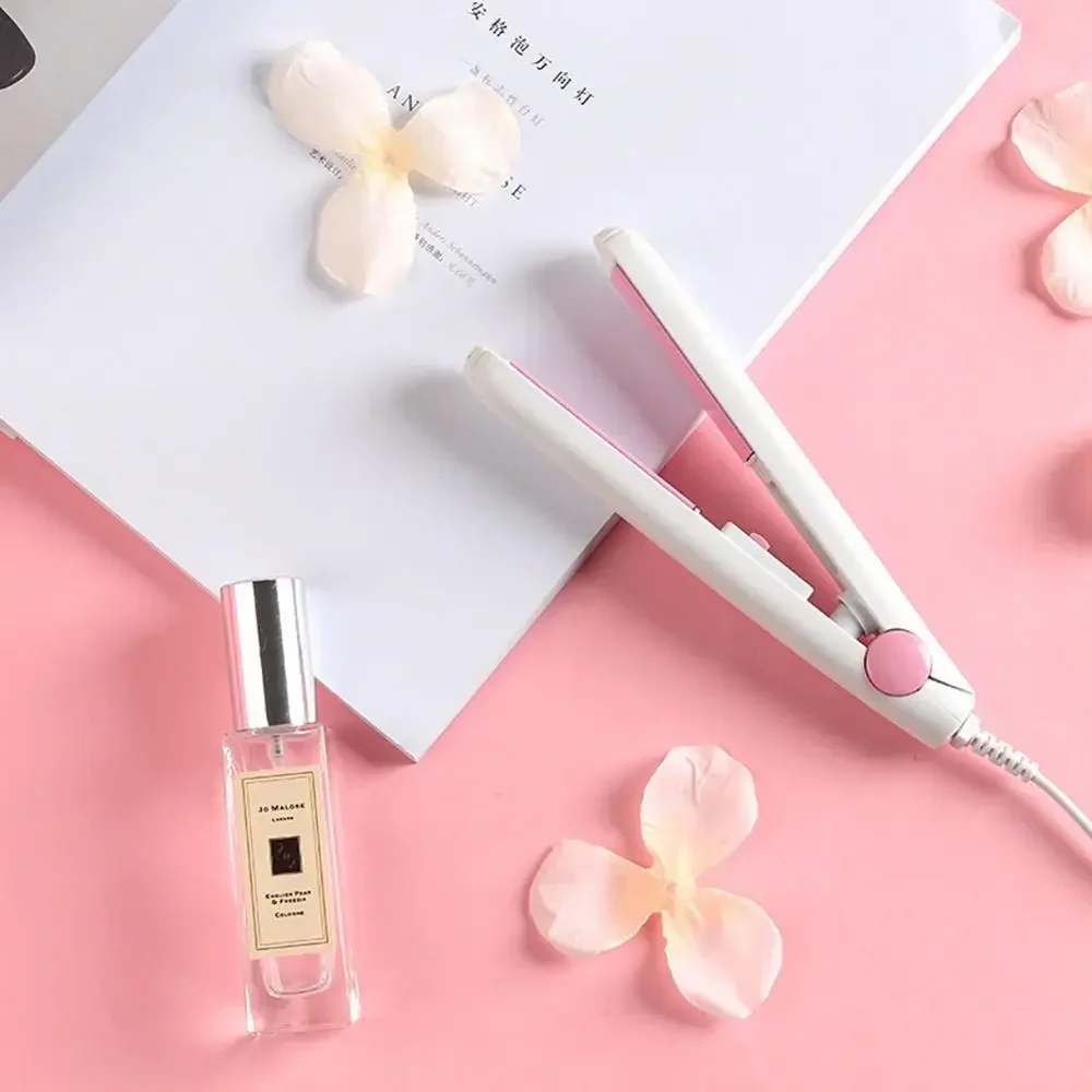 Mini 2 in 1 Hair Straightener Flat Iron Tourmaline Ceramic Splint Straightening Curling Tool Portable Curling Iron Small Hair 4