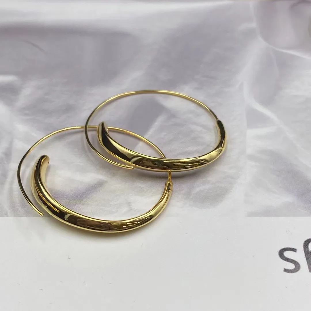 

Дизайнерское большое кольцо для ушей, большие серьги, ювелирные изделия из 18-каратного золота с маленьким лицом и твердым желтым золотом (AU750), женские серьги очень Tendy, очень крутые девушки