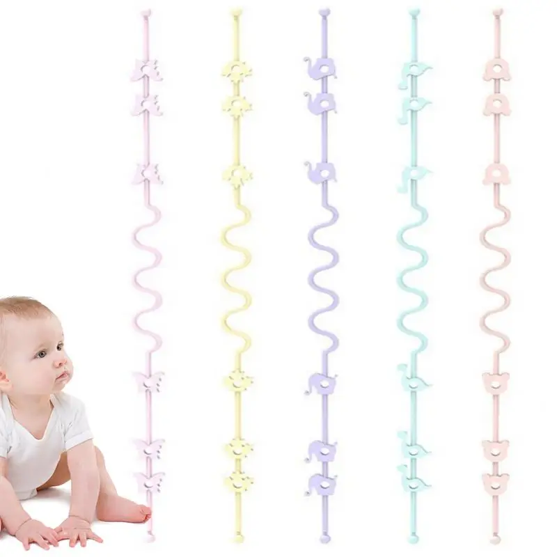 

Pacifier Chain 5PCS Silicone Pacifier Strap Cute Teething Toys Food-Grade Kids Teether For Kids Aged 3 Month