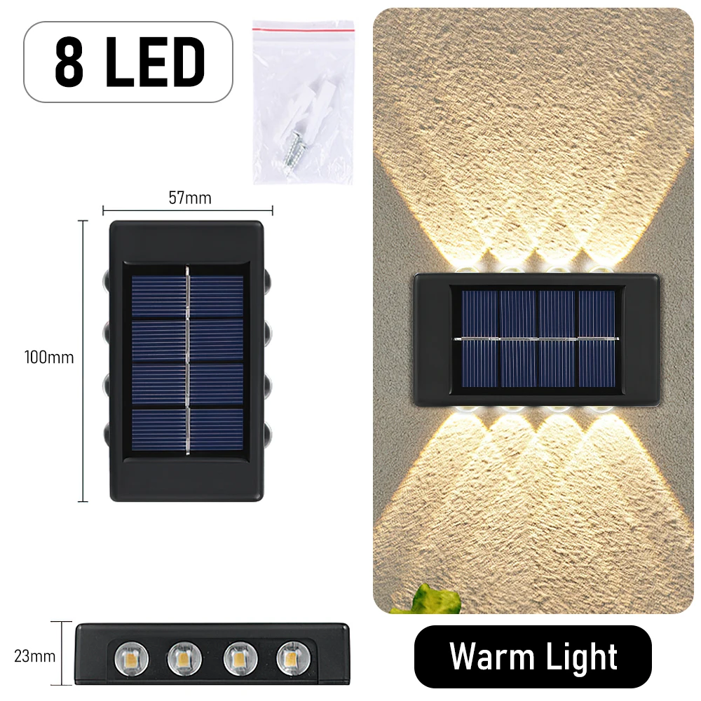 8 LED Solar Wall Lamp Outdoor Waterproof Solar Powered Light UP and Down Illuminate Home Garden Porch Yard Decoration solar led flood lights Solar Lamps