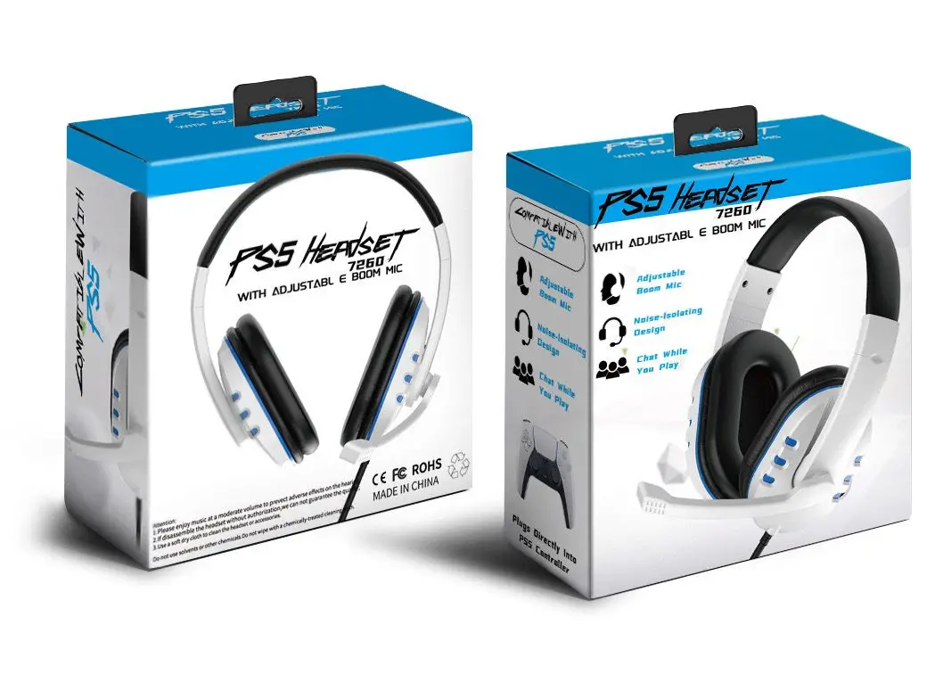 Auriculares con cable para PS5, cascos estéreo con reducción de ruido y  micrófono para PlayStation 5, PS5, X-ONE, PC, teléfono y portátil