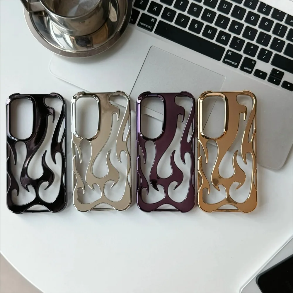 Electroplating 3D Flame Pattern Frosted Shockproof Phone Case