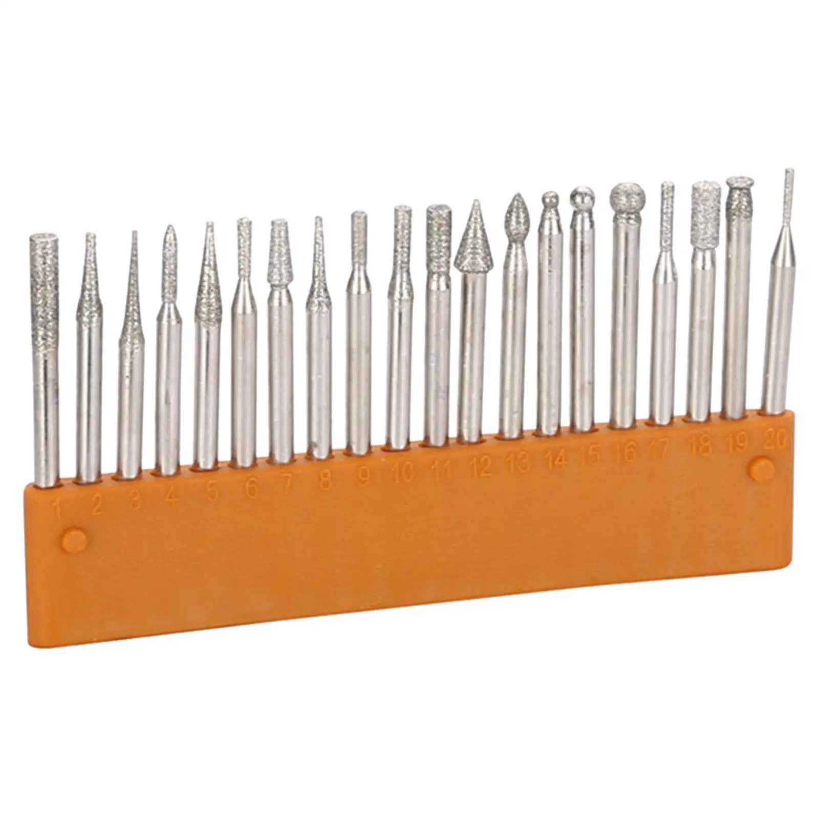 

20 Pieces 3mm Shank Diamond Burr Drill Bit Set Accessories Polishing Rotary Point Head for Engraving Carving Grinding