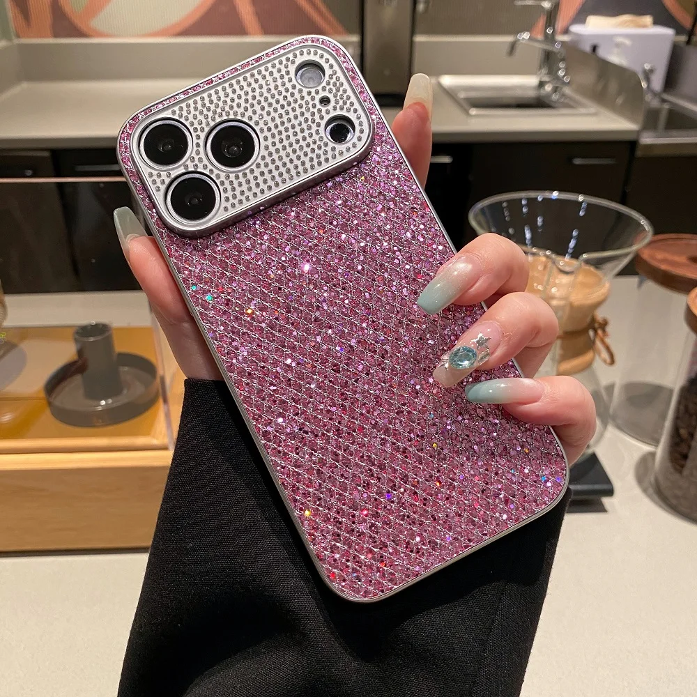Luxury Glitter Diamond Phone Case with Shiny Camera Protection and Shockproof Back Cover