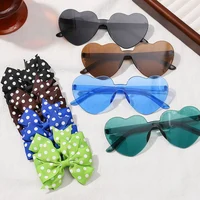 3Pcs/Pack Solid Dot Hair Bows Clip Girls Boutique Bowknot Hair Clips Kids Colorful Heart Sun Glasses Children Hair Accessories 4