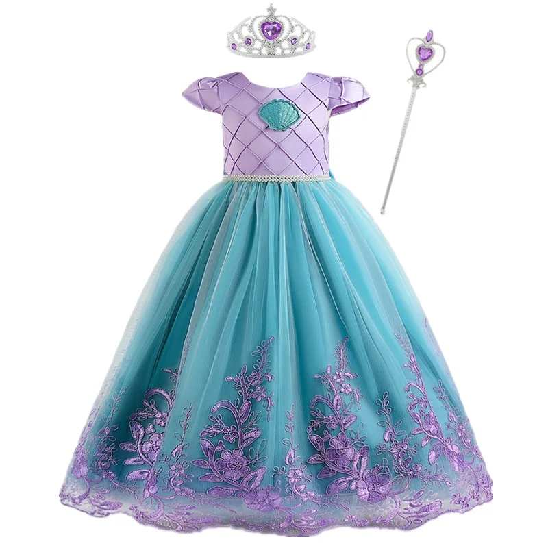 Little Mermaid Princess Costume Girls 4-10 Yrs Halloween Carnival Party Cosplay