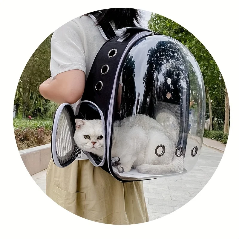 Large Capacity Baisher Pet Carrier Backpack, Durable Transparent PC Material, Zip Closure, Space Capsule Design for Cats