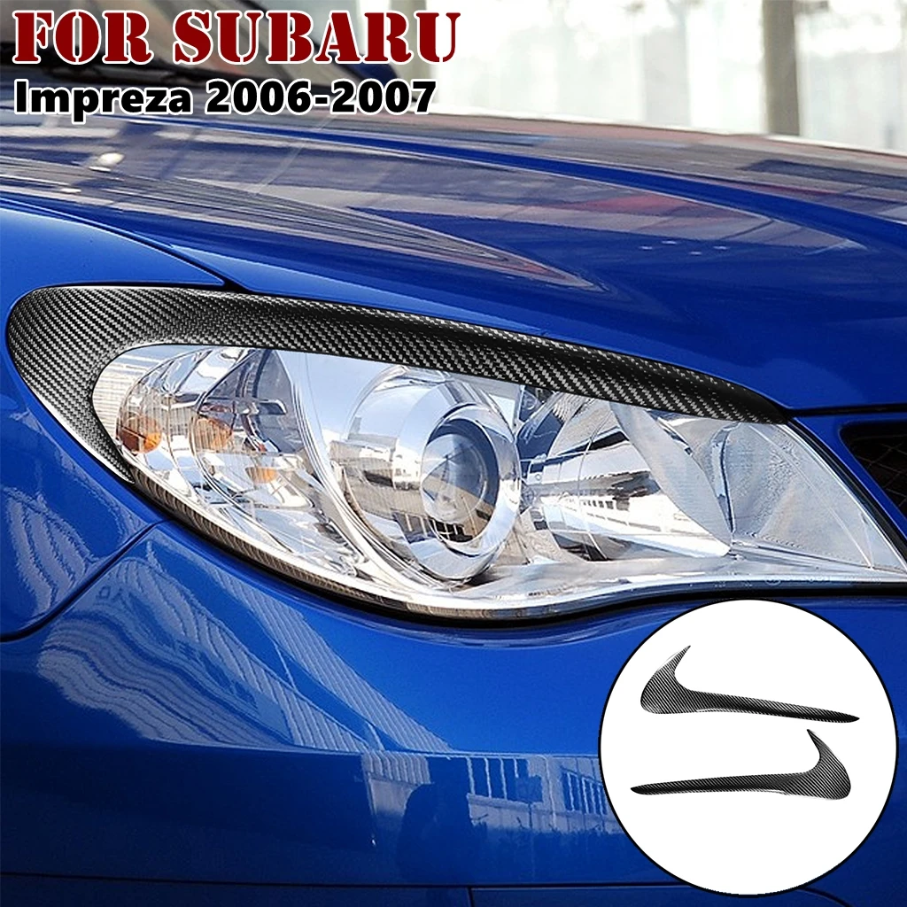 

1pair Real Carbon Fiber Car Headlights Eyebrow Eyelids Trim Cover For Subaru Impreza 9 2006-2007 Lamp Hoods Car Stickers