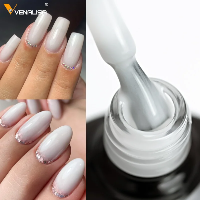 Venalisa Color Rubber Base Coat Jelly Pink Nail Polish 7.5ml Soak Off UV LED Natural Nude Soft Consistency Pastel Nail Manicure 5