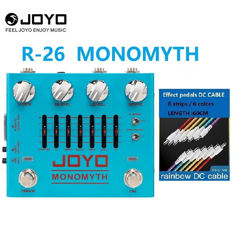 

JOYO R-26 and DC cables Bass Preamp Effect Pedal Overdrive Channel with 6 Band-graphic EQ Offers Real Amplifier Simulation Tone