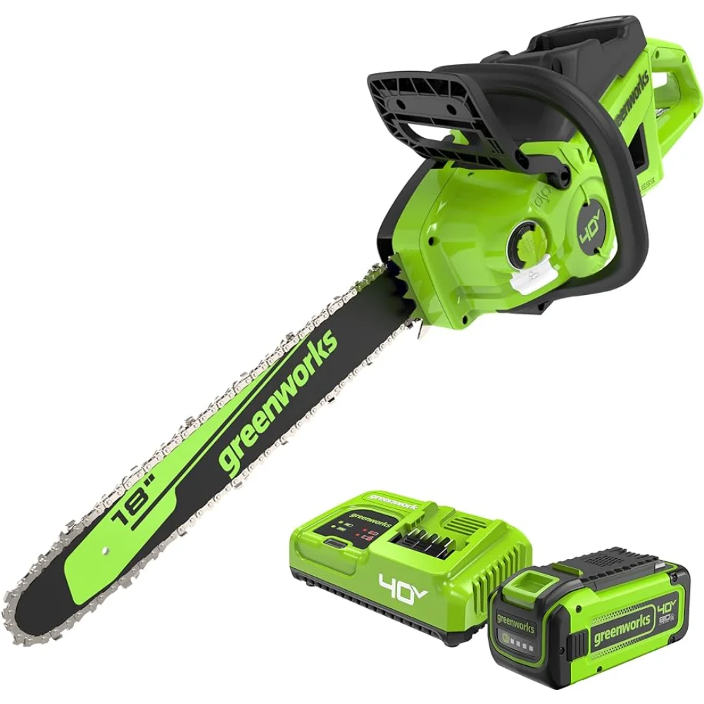 

Greenworks 40V 18" Brushless Cordless Chainsaw (Great For Tree Felling, Limbing, Pruning, and Firewood / 75+ Compatible Tools)