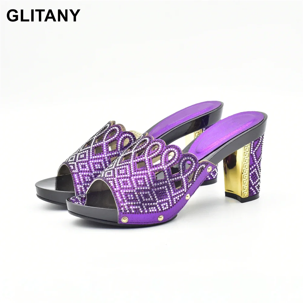 

Новинка, модные дизайнерские туфли для женщин, Роскошные туфли-лодочки на высоком каблуке без застежек, женские туфли-лодочки, украшенные искусственными итальянскими стразами, 2023