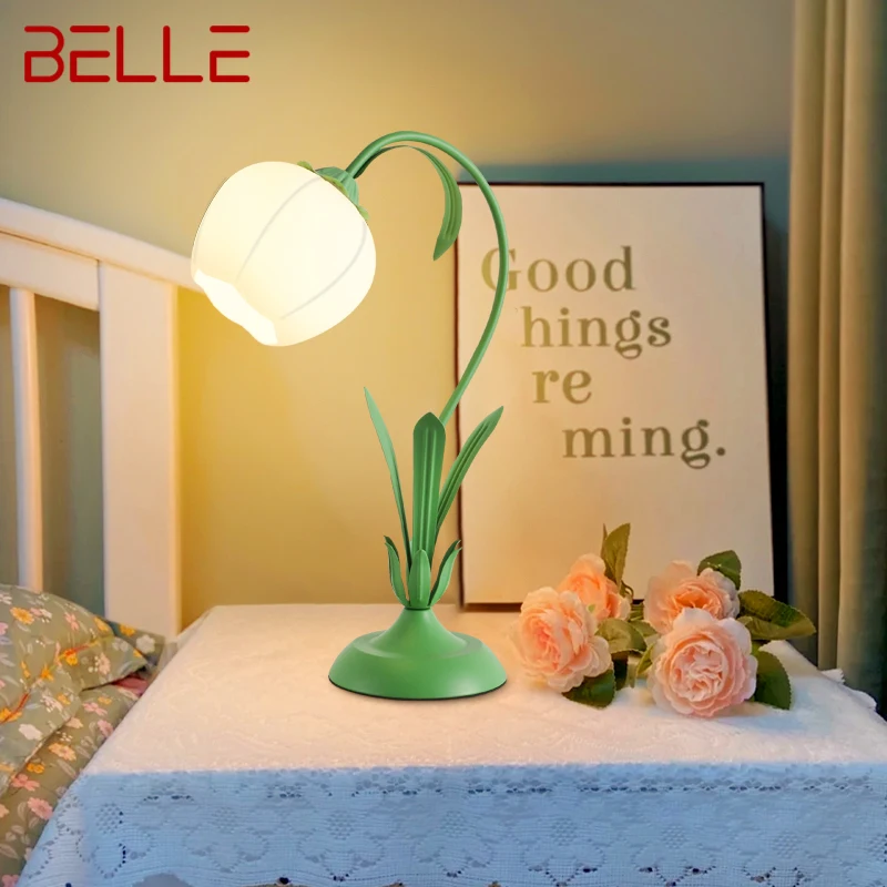 

TEMAR Nordic LED Table Lamp Creative Green Vintage Glass Desk Lighting Modern Decor For Home Living Room Bedroom Bedside