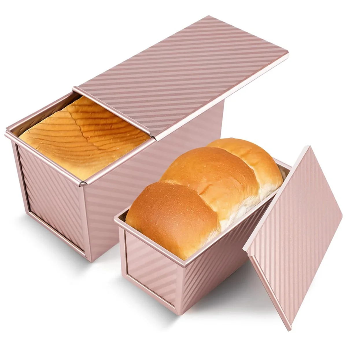 

2Pack Pullman Loaf Pan with Lid,Non-Stick Sandwich Bread Loaf Pan,1 Lb/0.5 Lb Capacity,Bread Toast Box Mold for Baking