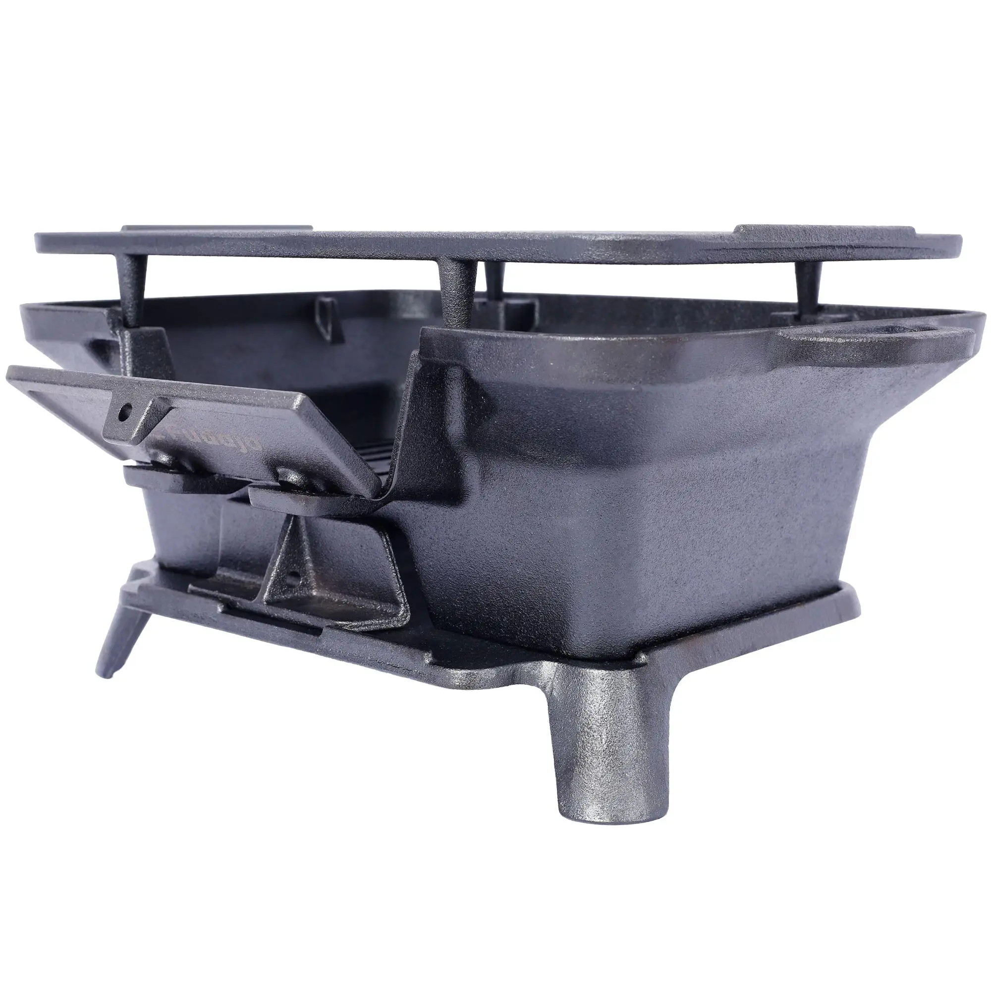 Portable Oval Cast Iron Grill-Enameled Charcoal BBQ for Outdoor Cooking, Durable Tabletop Hibachi Skillet & Camping Stove