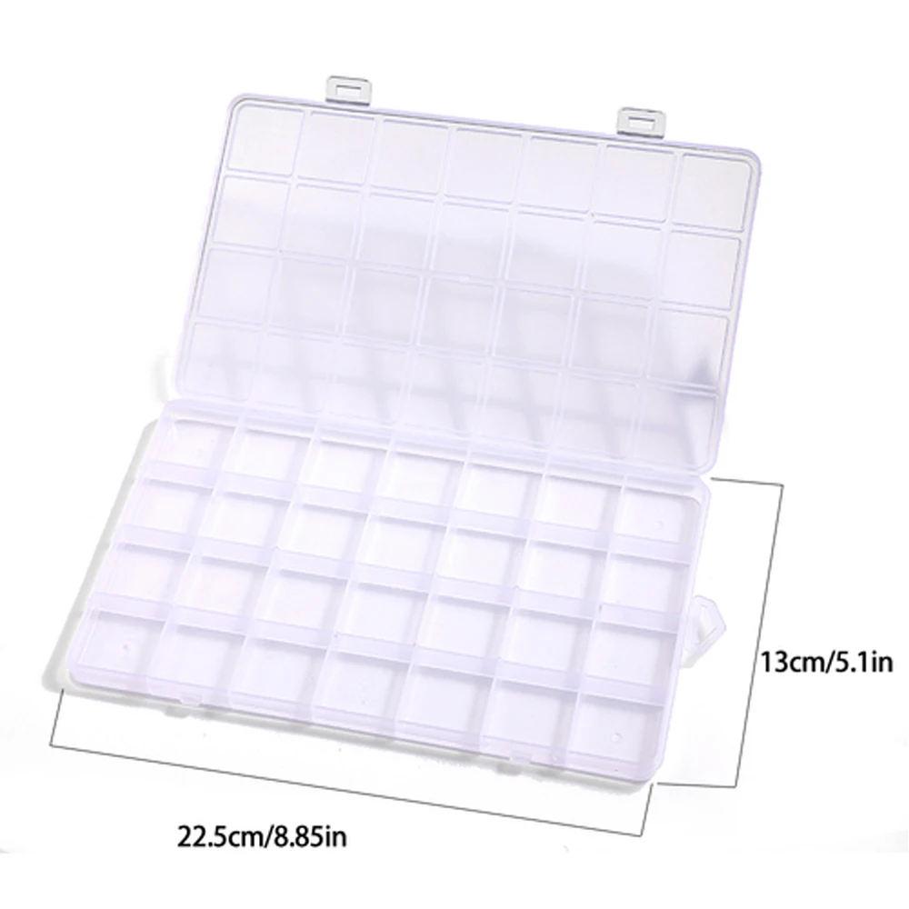 Plastic Jewelry Box 28 Grid Compartment Slot Organizer Storage Beads Container Jewelry Storage Box Rectangle Case Display