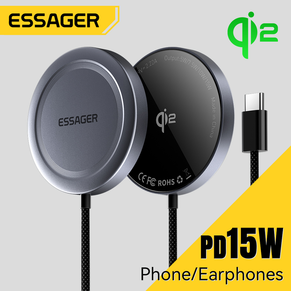 Essager Magnetic Wireless Charger 15W For iPhone 15 14 Pro Max Qi2 Fast Charging Sation for Samsung iPhone Huawei Charger Stand