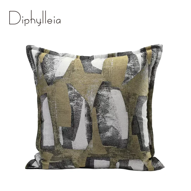 

Diphylleia Modern Abstract Color Block Jacquard Pillow Case Dynamic Design Luxury Square Cushion Cover 45x45cm Mustard Yellow