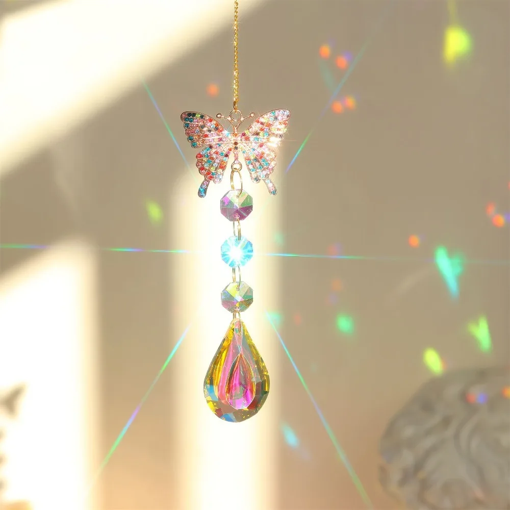 Room Rainbow Suncatcher Diamond Love Star Butterfly Rainbow Hanging Glass Prisms DIY Window Ornament Suncatcher Pendant