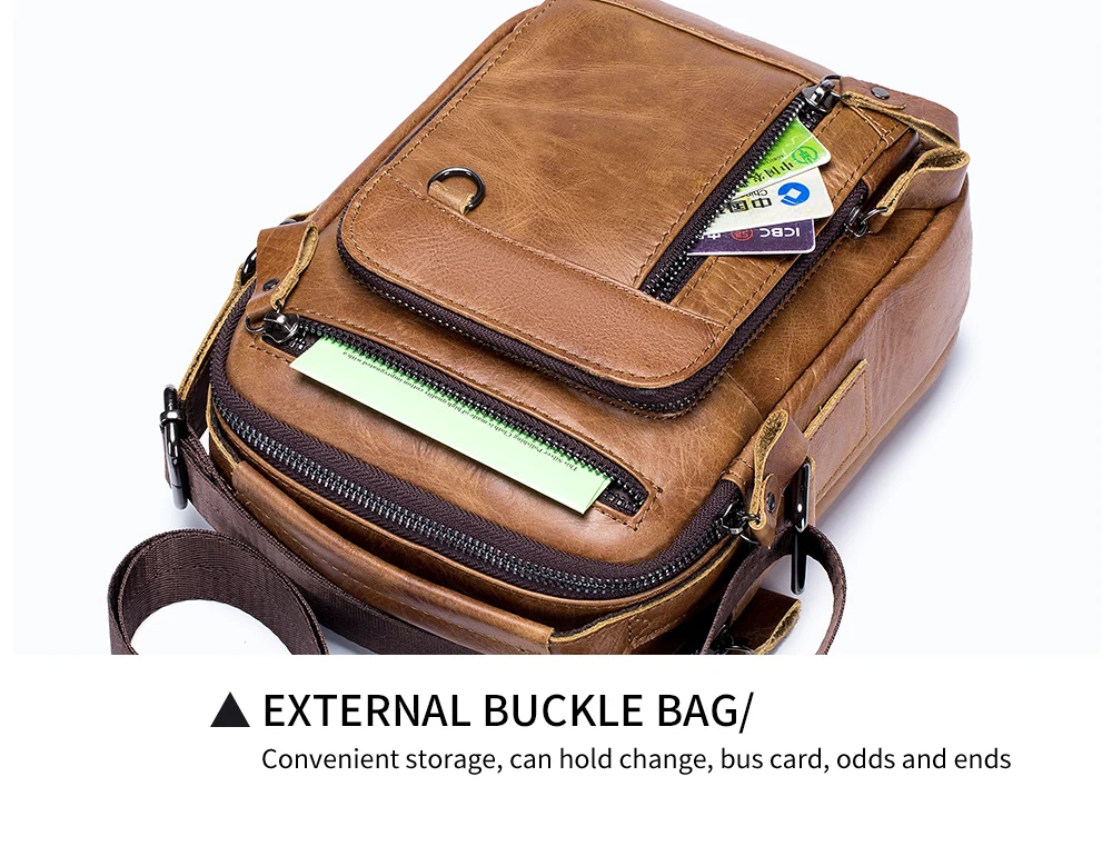 Genuine Leather Mens Crossbody Messenger Bag - Small Designer Shoulder Bag