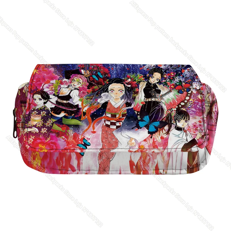Demon Slayer Pencil Case Kimetsu No Yaiba Pencilcases Large School Pencil Bags Nezuko Inosuke Shinobu Girl Stationery Supplies 6