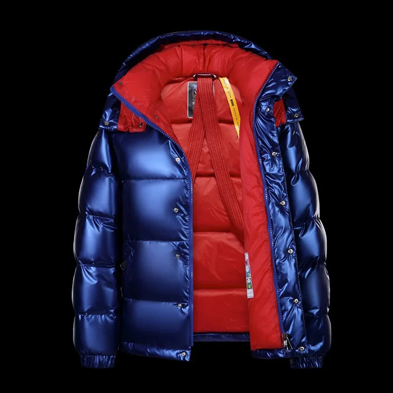 Men's New Winter Shiny Down Jackets Men's Short Trendy Brand Couple's Hooded Thickened and Warm outerwear 90% White Duck Down Down Jacket Mens Jacket