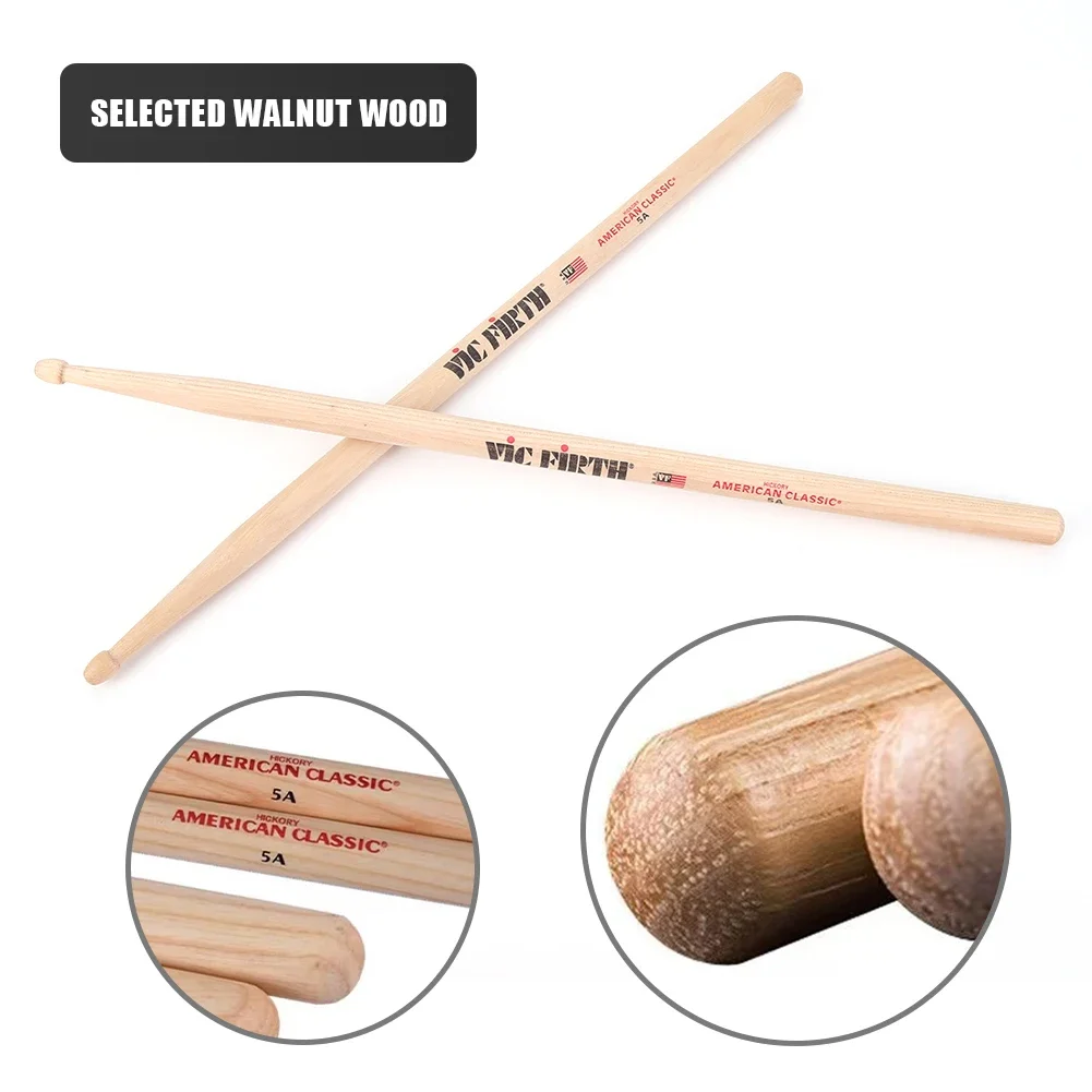 1 Pair 5A/7A Drumsticks Mallets Jazz Drum Sticks Consistent Weight and Pitch American Hickory Drumsticks for Electronic Drums