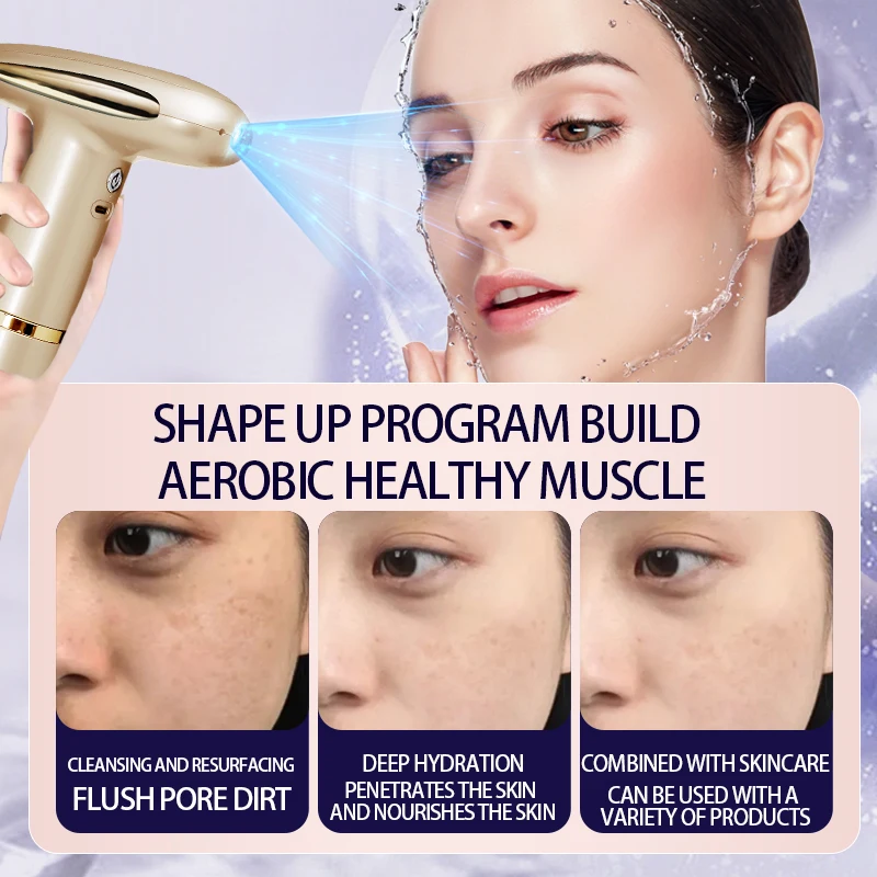 Red and blue light oxygen injector home face hydration spray gun nano essence import handheld instrument beauty salon dedicated