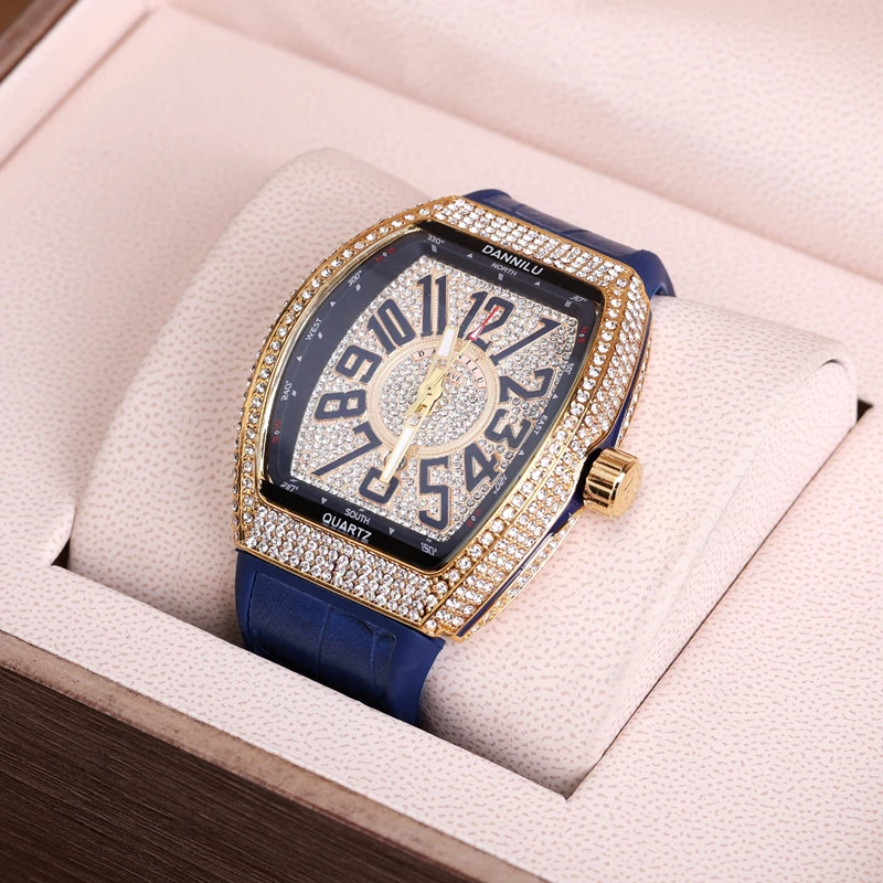 2024 New Frank Watch Men's trend is full of diamonds and