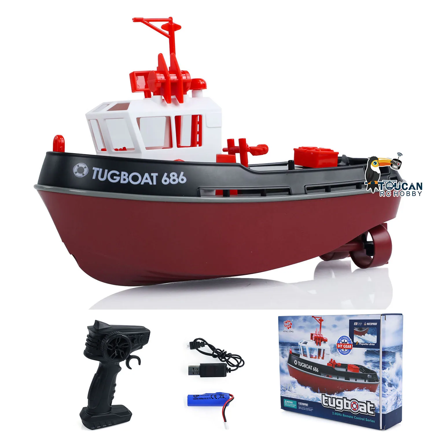 2.4G RC Mini Boats Toys RTR Heng Long 1/72 Scale RC Tugboat Long Range Wireless Remote Control Tugboats Model Servo Motor Gifts 4