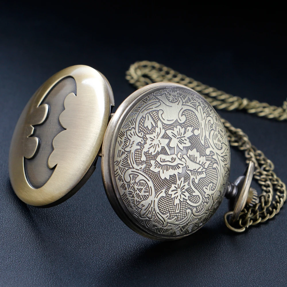 Bronze Vintage Bat Quartz Pocket Watch Unisex Necklace Timing Pendant Men's and Women's Pocket Watch Renoj CF1379