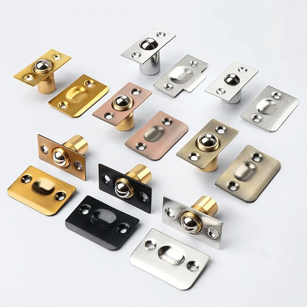 1Set Adjustable Roller Ball Door Spring Catch Lock Stainless Steel Brass Internal Latch Set Cabinet Gate Door Latch with Screws