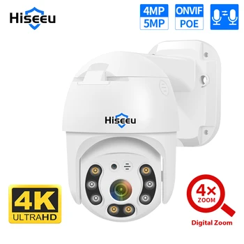 Hiseeu POE PTZ IP CCTV 감시 보안 카메라, 디지털 줌, 야외 ONVIF 4K 카메라, 양방향 오디오, 얼굴 인식, 4MP, 5MP, 8MP