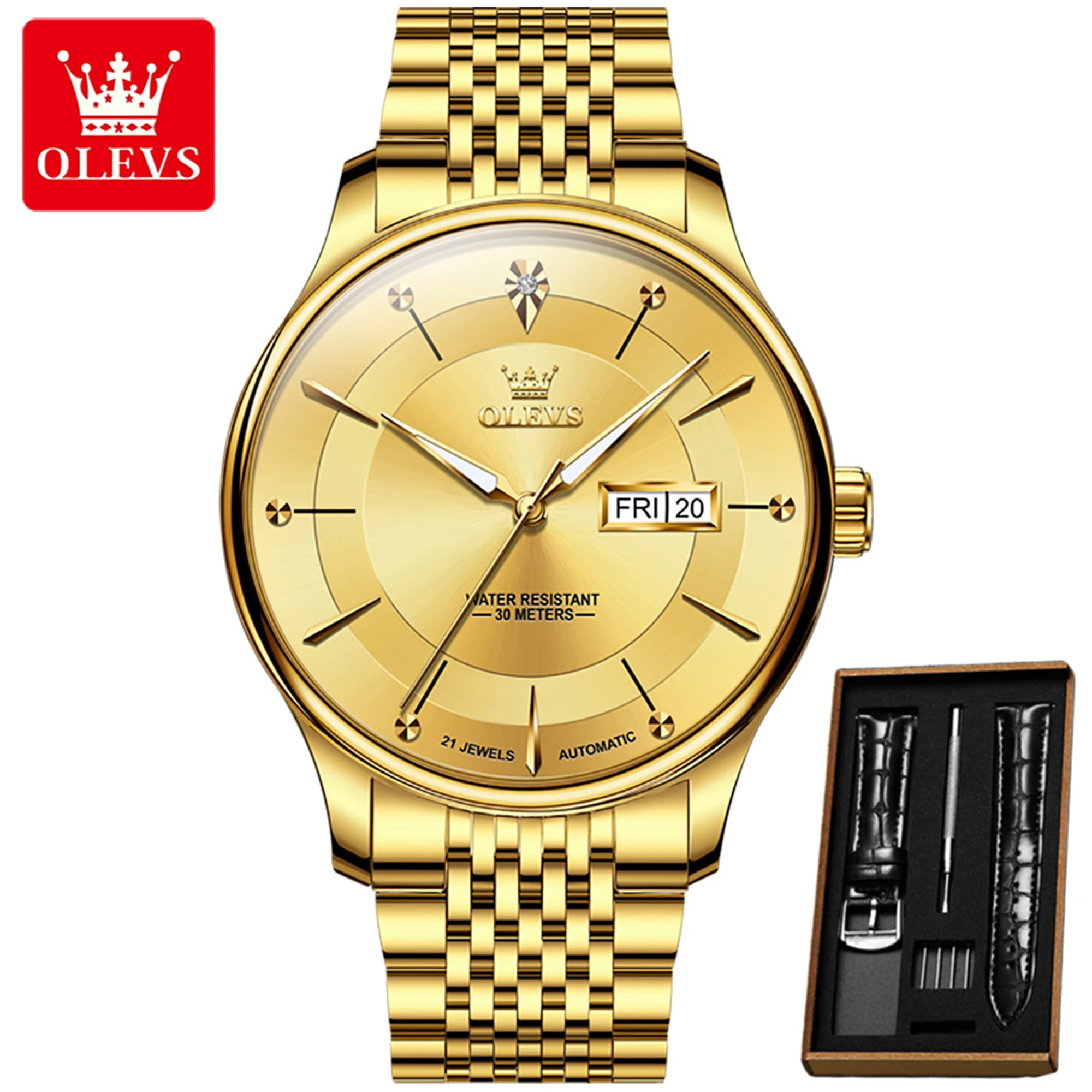 Olevs Original Watch For Men Luxury Automatic Mechanical Waterproof