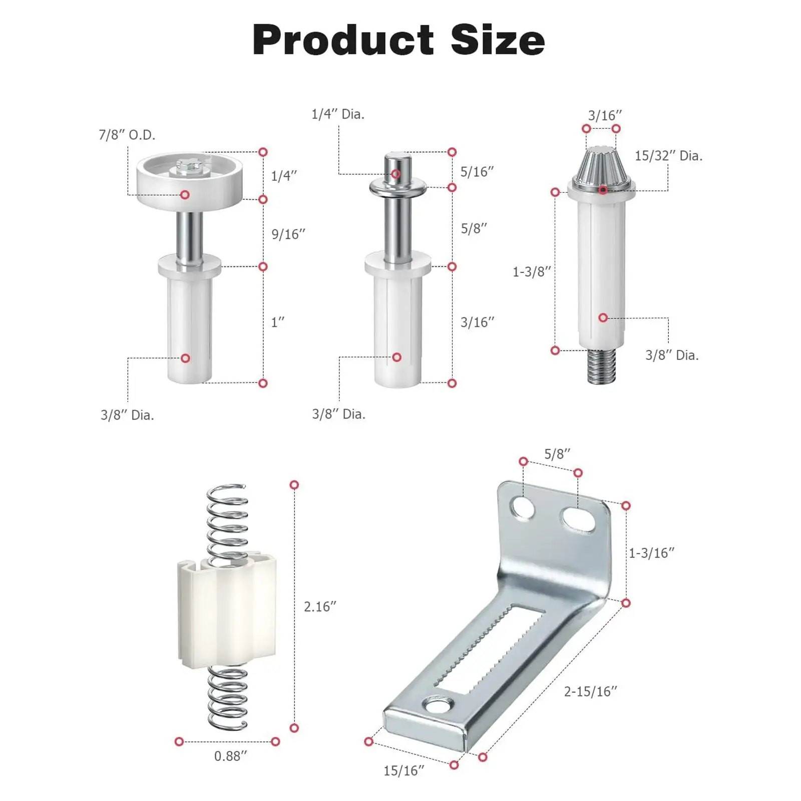 16Pcs Bifold Door Hardware Kit Bifold Door Bottom Pivot Metal Pivot Pin Closet
