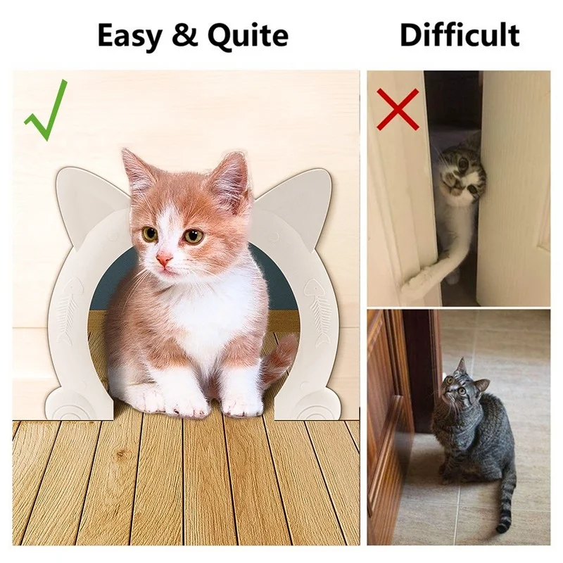 Controle de acesso porta Kit para Pet Training, brinquedo controlável para gatos e gatinhos, plástico ABS, portão pequeno, direção do furo