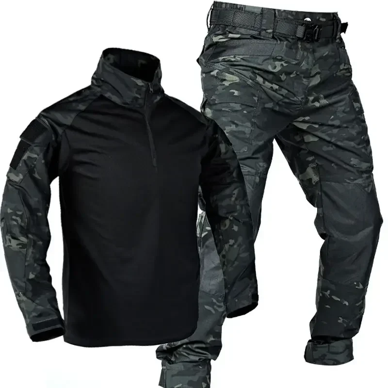 Autumn Tactical Frog Suit Men Hunting Breathable 2 Pieces Set Clothes Multifunction Outdoor Shirts Stitching work Pants Uniforms