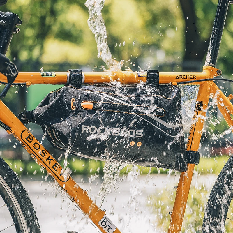 Borsa Telaio Bici ROCKBROS Impermeabile - 2 Taglie 1L O 1.5L, Montaggio Facile Con Cinghie, Per MTB E Bici Pieghevoli - 11