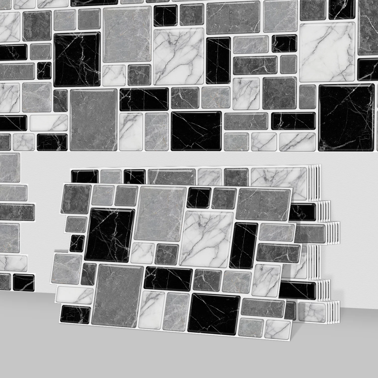 Marble Peel and Stick Backsplash Tiles 3D Self Adhesive Wall Sticker for Kitchen Bathroom Waterproof Home Decor DIY Marble Peel and Stick Backsplash Tiles 3D Self Adhesive Wall Sticker for Kitchen Bathroom Waterproof Home Decor DIY