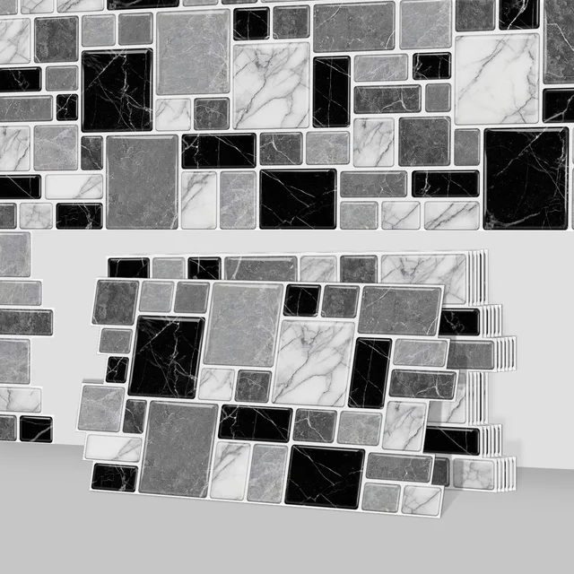 Marble Peel and Stick Backsplash Tiles 3D Self Adhesive Wall Sticker for Kitchen Bathroom Waterproof Home Decor DIY