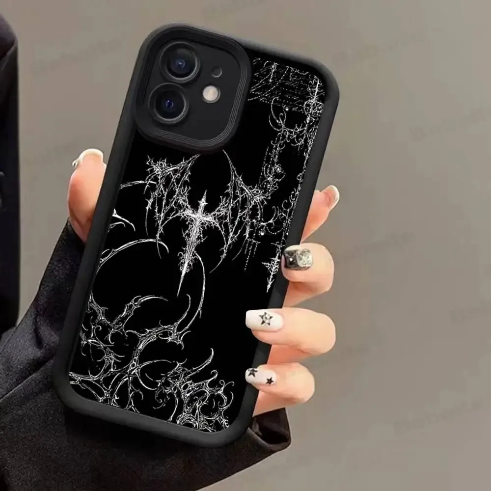 Soft Retro Gothic Cyber Sigil Cross Back Cover Phone Case