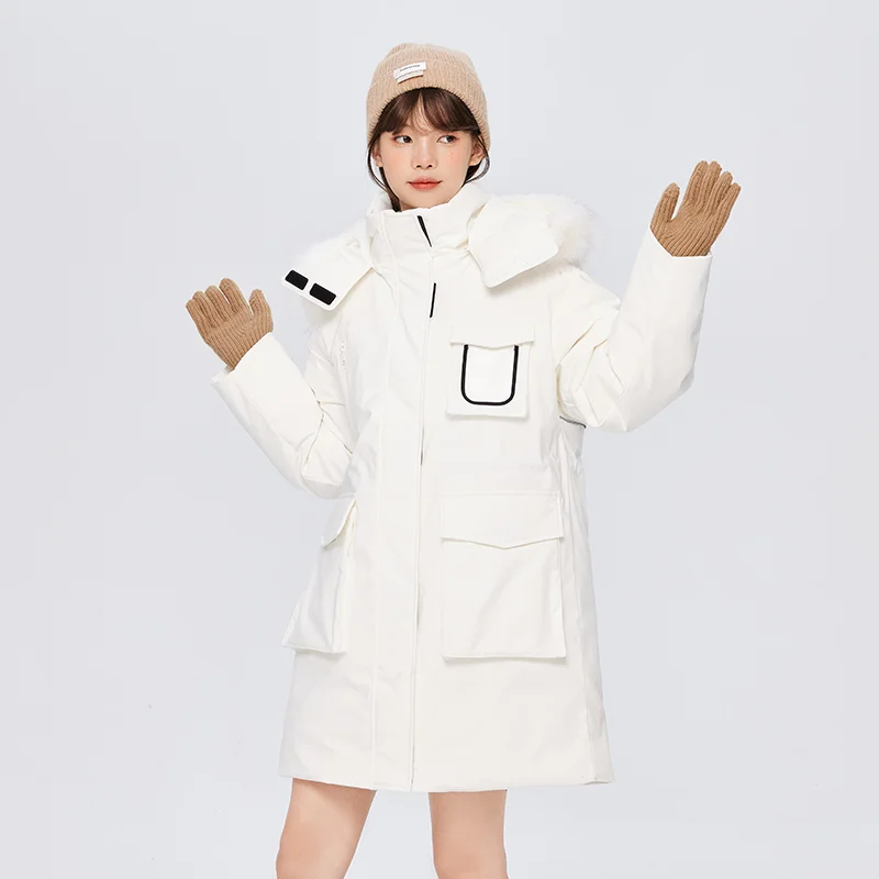 Semir Down Jacket Women Long Three-Proof Loose Handsome Fashionable 2023 Winter New Hooded Warm Thick Coat