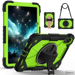 Heavy Duty Rugged Tablet Case - Shockproof Silicone Hybrid Stand with Strap Cover for Redmi Pad2 11 inch (Black Yellow Green)