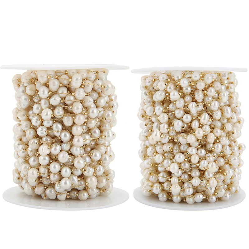 Цепочки из натурального жемчуга и бусин