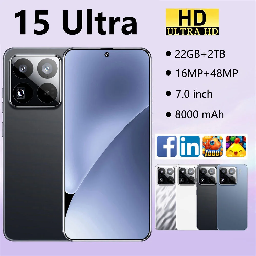 2025 HOT 15 Ultra 7.0HD 8000mAh Battery Global Edition Original Smart Dual Card Facial Recognition Function