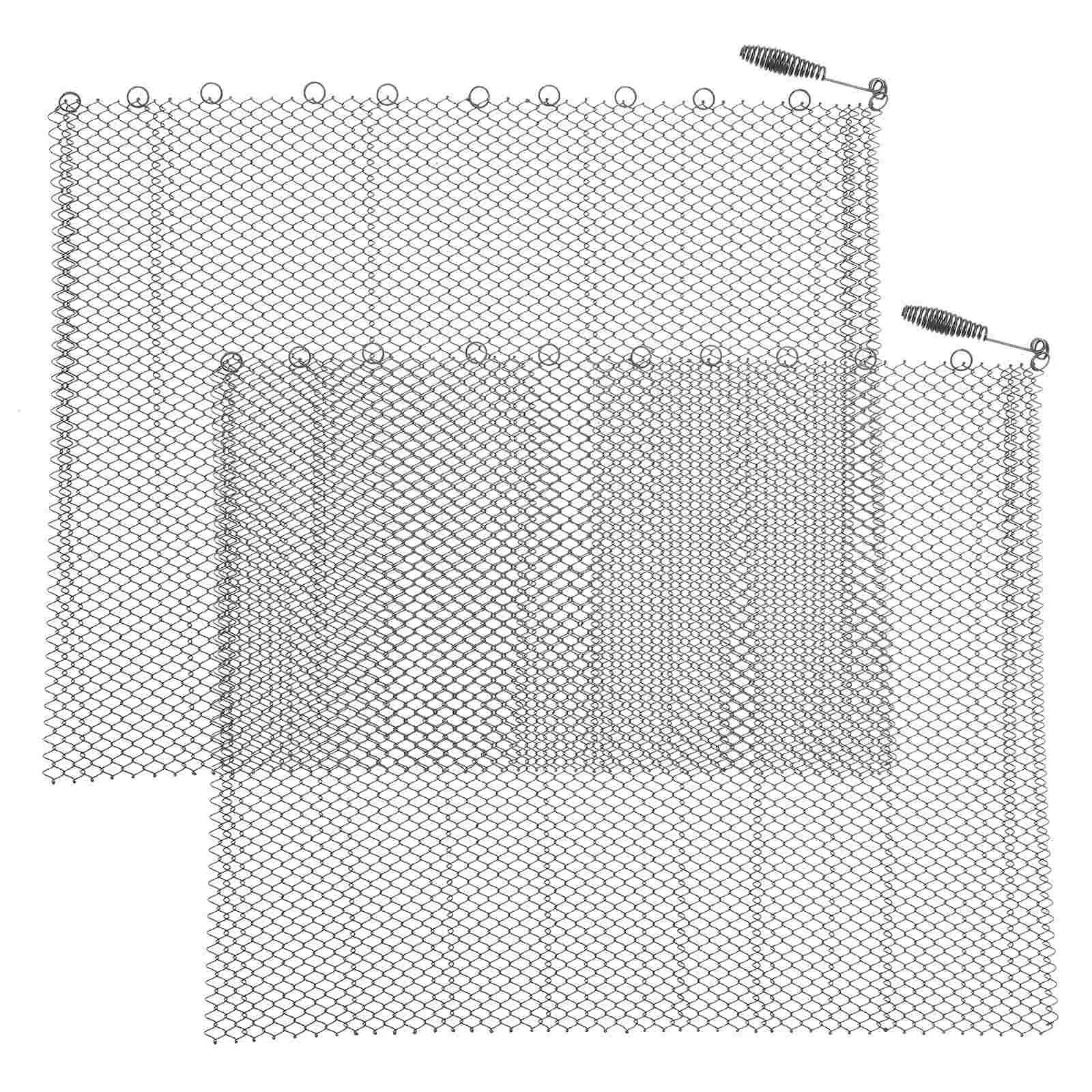 

2 Pcs Curtain Fireplace Mesh Screens Metal Guard Hearth Curtains Panel with Handles Iron Sparks